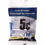 Selectum Plastic Coin Wrappers 5 10/pkg - 5 Denomination - Flexible, Easy to Use, Reusable - Plastic - 10 / Pack