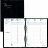 Blueline Planifi-Action Weekly Business Diary Twin Wire Soft Cover 10-1/4x7-5/8" French Black - Weekly, Monthly - 13 Month - December 2023 - December 2024 - 7:00 AM to 8:30 PM - Half-hourly - 5 Day Double Page Layout - Twin Wire - Black - Paper - 10.2" He