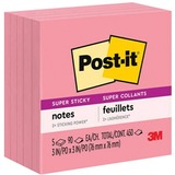 Post-it® Super Sticky Notes, 3 in x 3 in, Neon Pink, 5 Pads/Pack, 90 Sheets/Pad - 3" x 3" - Square - 90 Sheets per Pad - Neon Pink - Adhesive, Sticky, Recyclable - 5 Pack