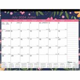 Blueline Blossom Academic 18-Month Desk Pad Calendar 22" x 17" , Bilingual