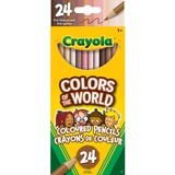 Crayola Colors of the World Colored Pencil - Rose, Almond, Gold Lead - 24 / Pack