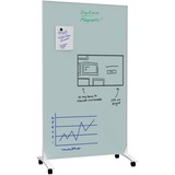 U Brands Double Sided Magnetic Glass Dry-Erase Mobile Floor Easel, 72