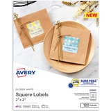 Avery® Sure Feed Glossy White Square Labels