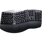 Adesso PCK-208B Tru-Form Media Contoured Ergonomic Keyboard - USB - 105 Keys - Black