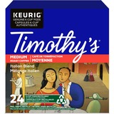 Timothy's K-Cup Italian Blend Medium Roast Coffee - Compatible with Keurig K-Cup Brewer - Medium - Per Pod - 24 / Box