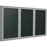 Ghent 3 Door Enclosed Vinyl Bulletin Board with Satin Frame