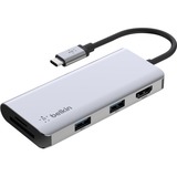 Belkin USB-C 5-in-1 Multiport Adapter, Laptop Docking Station, 2x USB-A 3.1, 4k HDMI @ 30Hz, Up to 5Gps data transfer - for Notebook - Memory Card Reader - SD, microSD - USB Type C - 4K - 3840 x 2160 - 2 x USB Type-A Ports - USB Type-A - 1 x USB Type-C Ports - USB Type-C - HDMI - Wired - Portable