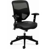 HON Prominent Chair - Black Bonded Leather Seat - Black Reinforced Resin, Mesh Back - Black Frame - High Back - 5-star Base