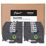 Brother&reg; P-Touch Label Maker Tape, Black/White, Pack Of 8 Rolls