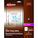 Avery Clear Static Cling Labels8" X 11" , Repositionable, for Laser Printers - Permanent Adhesive - Rectangle - Laser, Inkjet - Clear - 4 / Sheet - 8 / Pack