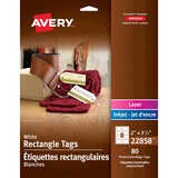 Avery� Printable Rectangle Tags with Strings - 3.50" (88.90 mm) Length x 2" (50.80 mm) Width - Rectangular - String Fastener - Cardstock - White - 80 / Pack