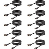 StarTech.com 6ft (1.8m) HDMI to DVI Cable, DVI-D to HDMI Display Cable (1920x1200p), 10 Pack, Black, HDMI to DVI-D Adapter Cord M/M - 1.8m/6ft 10 Pack HDMI male to DVI-Digital (19-pin) male cable; Full HD 1920x1200p 60Hz/1080p/Single link/24 Bpp - PVC strain relief/28AWG/gold-plated connectors - Connect HDMI device/laptop/desktop to DVI-Digital monitor/DVI display/projector