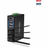 TRENDnet TI-W100  IEEE 802.11ac Ethernet Wireless Router  - Dual Band - 2.40 GHz ISM Band - 5 GHz UNII Band - 4 x Antenna(4 x External) - 145.88 MB/s Wireless Speed - 4 x Network Port - 1 x Broadband Port - USB - Gigabit Ethernet - VPN Supported - DIN Rail Mountable