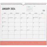 Letts Conscious Monthly Wall Calendar - Monthly - 12 Month - January 2024 - December 2024 - 1 Day, 1 Month Single Page Layout - Wire Bound - Clay - Polyester - 11.8" Height x 10.6" Width - Eyelet, Notes Area - 1 Each