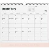 Letts Conscious Monthly Wall Calendar - Monthly - 12 Month - January 2024 - December 2024 - 1 Day, 1 Month Single Page Layout - Wire Bound - Rose, White - Polyester - 11.8" Height x 10.6" Width - Eyelet, Notes Area - 1 Each