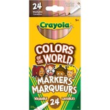 Crayola Colors of the World Washable Skin Tone Markers, 24 Count - Fine Marker Point - Assorted - 8 / Box