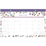 Cambridge Cambridge Monthly Desk Pad Calendar - 12 Month - January 2023 - December 2023 - 1 Month, 1 Day Single Page Layout - Desk Pad - White, Purple - 17.8" Height x 11" Width - Bilingual, Reference Calendar, Write-on - 1 Each