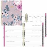 Blueline 2026 Colourful 12-Month Weekly/Monthly Planner - January to December - 11" x 8-1/2" - Lavender Floral - Trilingual - Weekly, Monthly - 12 Month - January 2026 to December 2026 - 1 Week Double Page Layout - Letter - 8 1/2" (215.90 mm) x 11" (279.40 mm) Sheet Size - Twin Wire - Blue, Navy, Gold - Foil, Paper - 11" (279.40 mm) Height x 8.5" (215.90 mm) Width - Trilingual, Monthly Planner, Ruled Planning Space, Self-adhesive, Storage Pocket, Yearly Calendar, Expense Tracking, Project P