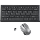 Verbatim Silent Wireless Compact Keyboard and Mouse - Wireless RF 2.40 GHz Keyboard - Wireless RF Mouse - Blue LED - 1600 dpi - Compatible with PC, Mac - 1 Pack