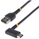 StarTech.com 6tf (2m) USB A to C Charging Cable Right Angle, Heavy Duty Fast Charge USB-C Cable, Durable and Rugged Aramid Fiber, 3A - 6ft (2m) USB A to right-angled USB type-C charging cable for convenient peripheral connection - Heavy duty male-to-male USB 2.0 cord with extended strain reliefs capable of 10000 bend cycles at 180 degree angle - Up to 3A for fast charging