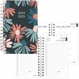 Blueline Blossom Academic 12-Month Daily Planner, 8" x 5" , English, Navy