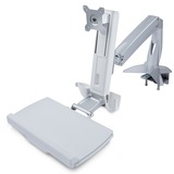 StarTech.com Sit-Stand Monitor Arm, Keyboard Tray, Desk Mount Sit-Stand Workstation up to 27 inch VESA Display, Standing Desk Converter - Desk mount sit-stand monitor arm supports single VESA display up to 27in/17.6lb (or 34" ultrawide) - Adjustable height/swivel/extension - 360 rotating screen- Ergonomic standing workstation converter with foldable L/R keyboard tray - Clamp/grommet