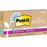 Post-it Super Sticky Adhesive Note - 420 - 3" x 3" - Square - 70 Sheets per Pad - Assorted Oasis - Removable, Repositionable, Recyclable, Pop-up - 6 Pad - Recycled