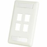 Ortronics HDJ 4 Port Single Gang Faceplate With Label Field - 4 x Socket(s) - 1-gang - Box Mount -...