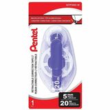 Pentel LT Retractable Correction Tape - 0.20" (5 mm) Width x 65.6 ft Length - Retractable, Mini-Roller Head