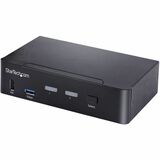 StarTech.com USB C KVM Switch, 2 Port DisplayPort KVM w/ 4K 60Hz UHD HDR Video, 3.5mm Audio, USB Type C KVM Switch, 4x USB HID and 2x USB A 3.2 Gen 1 5Gbps Hub, Thunderbolt 3/4 Compatible - Hot Key Switching - This 2 Port USB C KVM switches two computers with a DisplayPort monitor using USB-C host connections; Up to 4K 60Hz (4:4:4) with 2x USB-A 480Mbps Hub Ports - 3.5mm Audio; Hotkey/Push Button Switching; Works with TB3/TB4; OS Independent; TAA Compliant