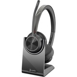 Poly Voyager 4320 Headset With Charge Stand - Stereo, Mono - Wired/Wireless - Bluetooth - 164 ft - 20 Hz - 20 kHz - Over-the-head - Binaural - Ear-cup - 4.9 ft Cable - Electret Condenser, MEMS Technology Microphone - Noise Canceling