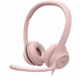 Logitech H390 USB-A Computer Headset - Stereo - USB Type A - Wired - 32 Ohm - 20 Hz - 20 kHz - Over-the-head - Binaural - Circumaural - 6.2 ft Cable - Noise Cancelling, Bi-directional Microphone - Rose