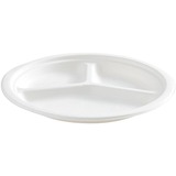Eco Guardian 10" 3-Compartment Round Compostable Plates - Microwave Safe - White - Fiber Body - 50 / Pack