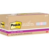 Post-it® Super Sticky Adhesive Note - 3" x 3" - Square - 70 Sheets per Pad - Plain - Wanderlust Pastels - Repositionable, Recyclable - 24 / Pack