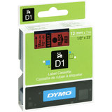 Dymo 45017 D1 Standard Labelling Tape - 15/32" (12 mm) Width - Removable Adhesive - Rectangle - Thermal Transfer - Glossy - Red, Black - Water Resistant - Oil Resistant, Solvent Resistant