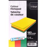 OFFISMART Neon Writing Pad, Ruled, 5"x8" , 180pg - 180 Pages - Glue - Ruled Margin - 5" x 8" - Neon Paper - 1 Each