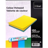 OFFISMART Neon Writing Pad, Ruled, 8.5"x11" , 120pg - 120 Pages - Glue - Ruled Margin - Letter - 8 1/2" x 11" - Neon Paper - 1 Each