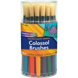 Pacon® Creativity Street Colossal Brushes - 30 Brush(es) - 4" (101.60 mm) Plastic Assorted Handle - Aluminum Ferrule