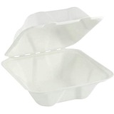 Eco Guardian 6" x 6" x 3" Fibre Hinged Lid Containers - Microwave Safe - Sugarcane Fiber Body - 50 / Pack