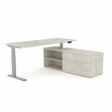 Heartwood Calypso Height Adjustable Desk - Layout 3 - Winter Wood