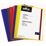 Novexco Letter File Pocket - 8 1/2" x 11" - 20 Sheet Capacity - 5 Pocket(s) - Poly - Yellow, Blue, Red, Green, Clear - 25 / Pack