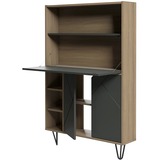 Nexera Secretary Desk - Laminated Top - Nutmeg, Charcoal Gray - Melamine Top Material