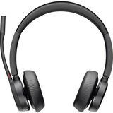 Poly Voyager 4320 USB-A Headset - Siri, Google Assistant - Stereo, Mono - USB Type A, USB Type C - Wireless - Bluetooth - 300 ft - 20 Hz - 20 kHz - On-ear - Binaural - Ear-cup - 4.9 ft Cable - Electret Condenser, MEMS Technology Microphone - Noise Canceling - Black