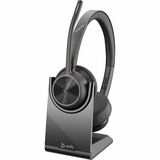 Poly Voyager 4300 UC 4320-M Headset - Microsoft Teams Certification - Google Assistant, Siri - Stereo - Wired/Wireless - Bluetooth - 164 ft - 20 Hz - 20 kHz - On-ear, Over-the-head - Binaural - Ear-cup - 4.9 ft Cable - MEMS Technology, Electret Condenser Microphone - Noise Canceling - Black