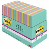 Post-it® Super Sticky Notes, Supernova Neons Collection, 4 in. x 6 in., 24 Pads/Pack - 4" x 6" - 45 Sheets per Pad - Blue, Green, Lilac, Pink, Aqua Splash, Acid Lime, Guava, Iris Infusion - Super Sticky, Recyclable, Adhesive - 24 / Pack