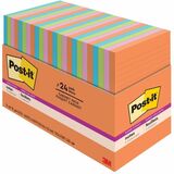 Post-it Super Sticky Notes, Energy Boost Collection, 4 in. x 6 in., 24 Pads/Pack - 45 - 4" x 6" - 45 Sheets per Pad - Blue Paradise, Limeade, Tropical Pink, Vital Orange - Paper - Super Sticky, Recyclable, Adhesive - 24 Pad