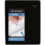 DayMinder 2024 Daily Four Person Group Appointment Book, Black, Large, 8" x 11"