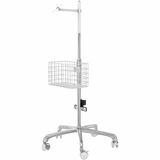 Image of CTA Digital Medical Rolling Cart with VESA Articulating Arm, Basket, and Power Strip Holder