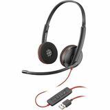Plantronics Blackwire C3220 Headset - Stereo - USB Type C - Wired - 20 Hz - 20 kHz - Over-the-head - Binaural - Supra-aural - Noise Cancelling Microphone - Black