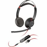 Poly Blackwire 5220 Headset - Stereo - USB Type C, USB, Mini-phone (3.5mm) - Wired - 32 Ohm - 20 Hz - 20 kHz - On-ear - Binaural - Supra-aural - 7.1 ft Cable - Noise Cancelling Microphone - Noise Canceling - Black